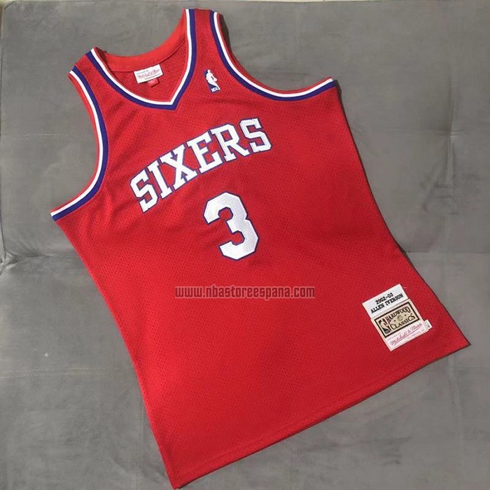 Camiseta Philadelphia 76ers Allen Iverson NO 3 Mitchell & Ness 2002-03 Rojo
